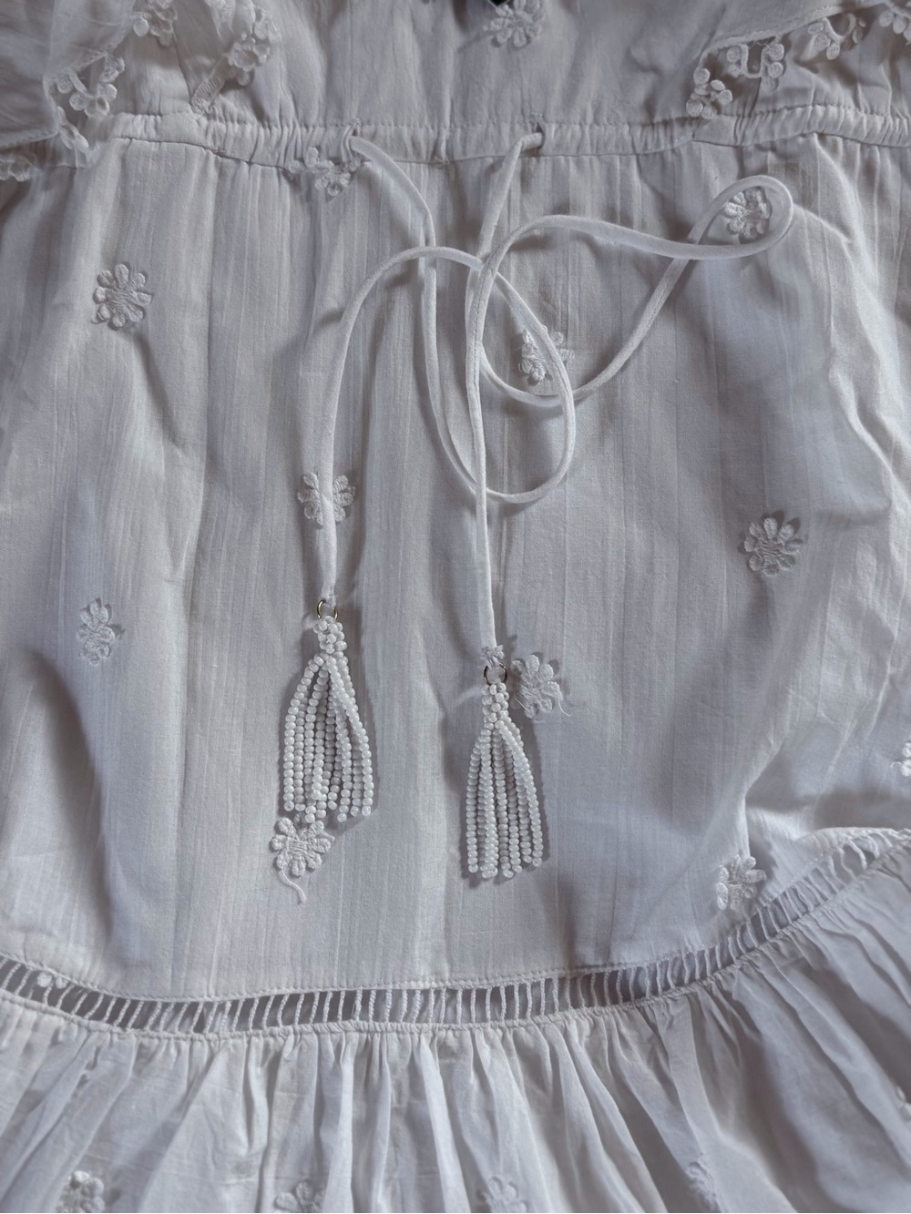Farm Rio 3D Flower A-Line Cotton Mini Dress white Size S NWT - Picture 7 of 10